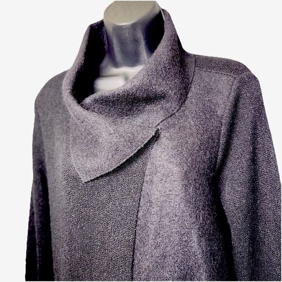 Beyond Threads Small Alpaca Wool Black Sweater Cardigan Asymmetrical Lagenlook - Picture 2 of 9